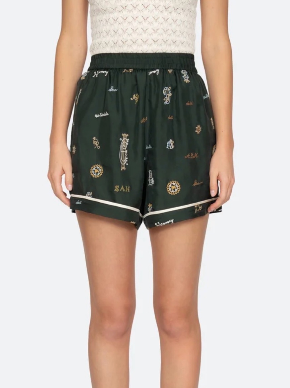NWT Sea Juliet Embroidered Green Shorts sz XXS